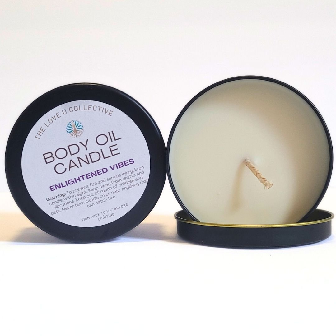 Body Oil Candle - Enlightened Vibes - Third Eye Chakra - BOC-12 - The Love U Collective