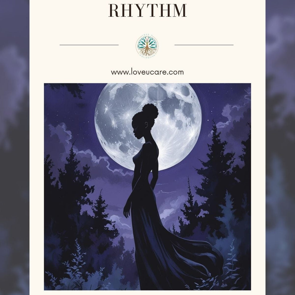 Woman under moonlight representing connection between the menstrual cycle and lunar phases.