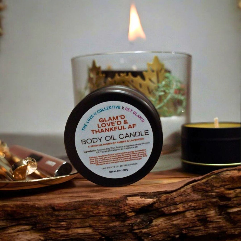 
                  
                    ✨LIMITED EDITION✨ Shimmering Body Oil Candle - Glam'd Love'd & Thankful AF -  - The Love U Collective
                  
                