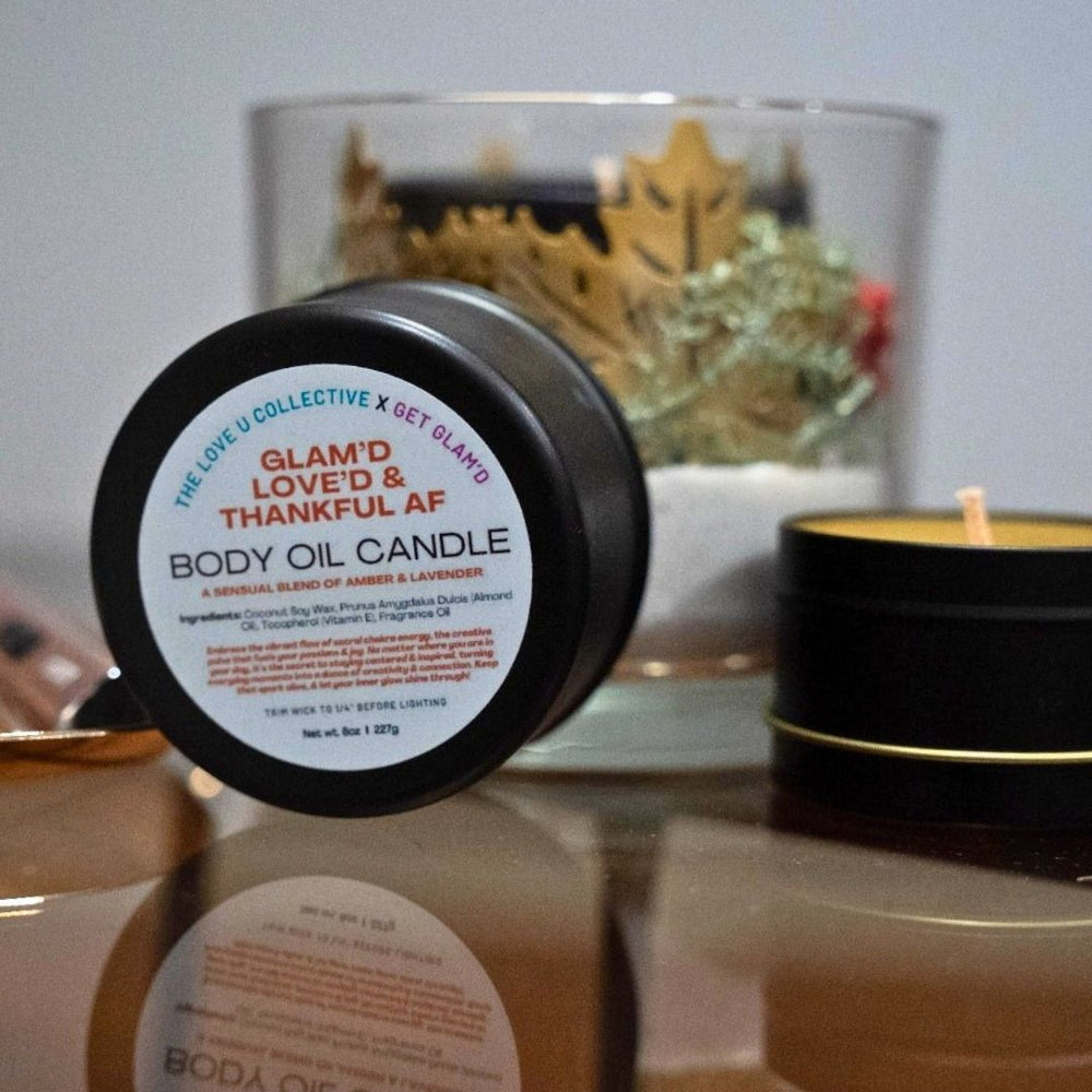 
                  
                    ✨LIMITED EDITION✨ Shimmering Body Oil Candle - Glam'd Love'd & Thankful AF -  - The Love U Collective
                  
                