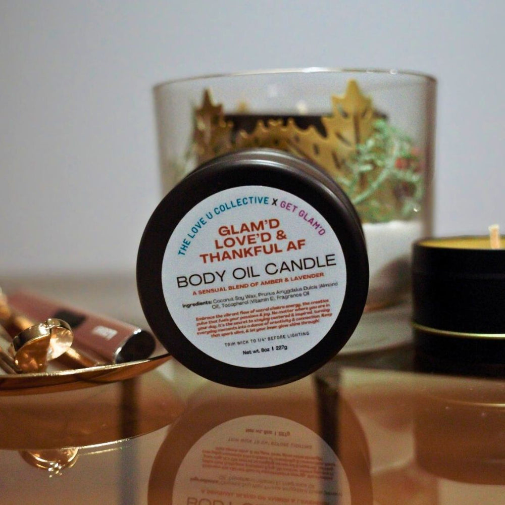 ✨LIMITED EDITION✨ Shimmering Body Oil Candle - Glam'd Love'd & Thankful AF -  - The Love U Collective