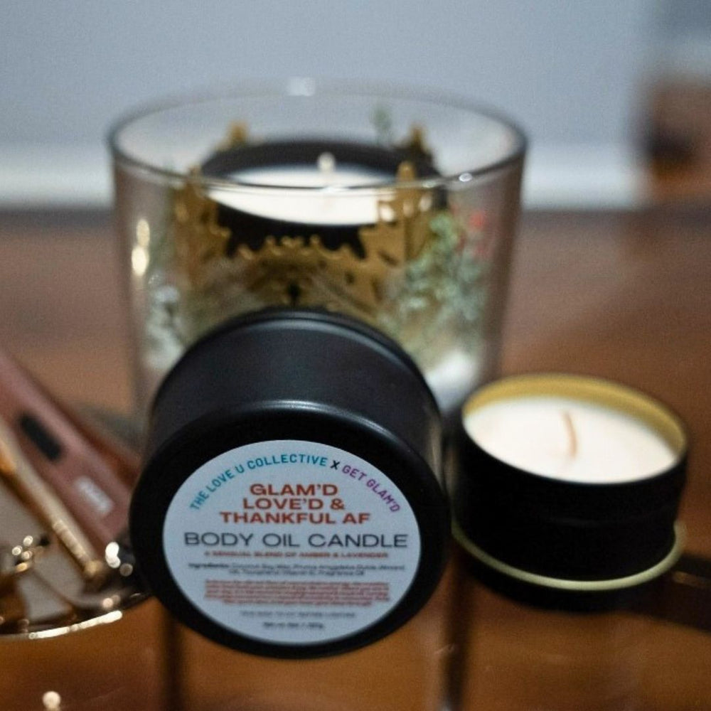 
                  
                    ✨LIMITED EDITION✨ Shimmering Body Oil Candle - Glam'd Love'd & Thankful AF -  - The Love U Collective
                  
                