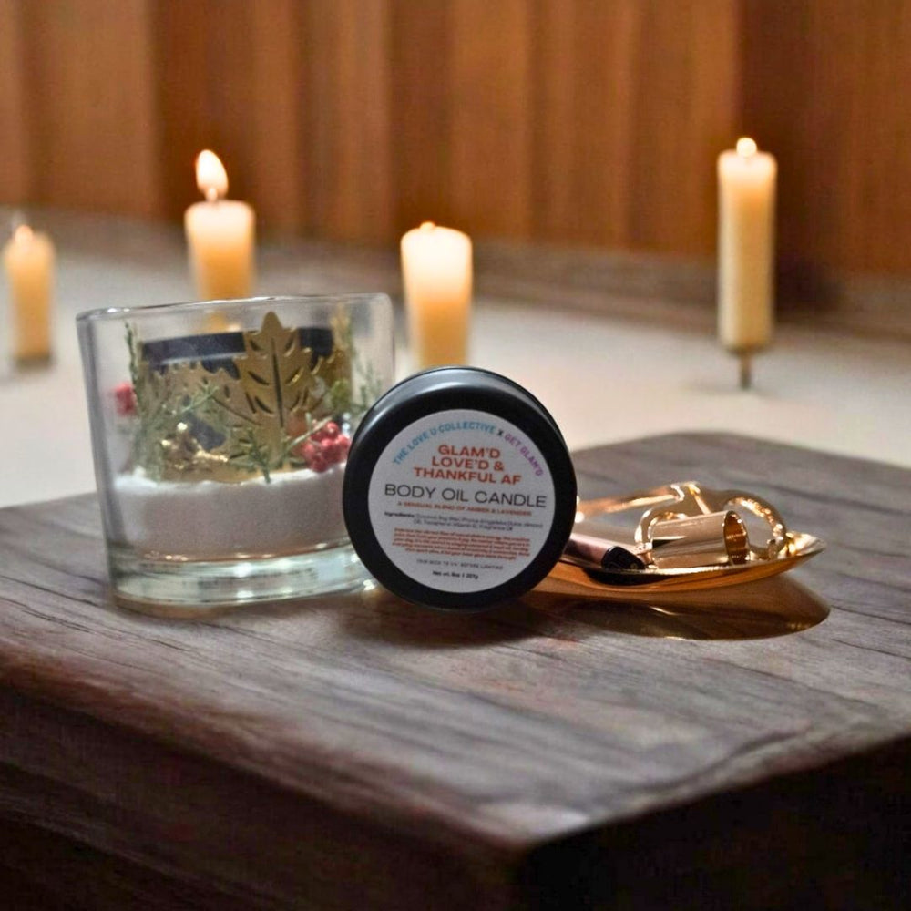 ✨LIMITED EDITION✨ Shimmering Body Oil Candle - Glam'd Love'd & Thankful AF -  - The Love U Collective